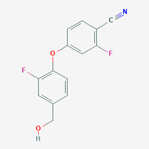 molecular formula C14H9F2NO2 B8421461 2-Fluoro-4-(2-fluoro-4-(hydroxymethyl)phenoxy)benzonitrile 