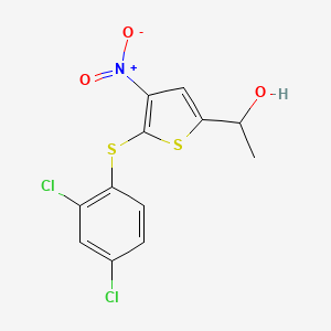 molecular formula C12H9Cl2NO3S2 B8421485 1-[5-(2,4-Dichlorophenyl)sulfanyl-4-nitro-2-thienyl]ethanol 