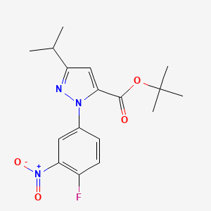 molecular formula C17H20FN3O4 B8421493 tert-butyl 1-(4-fluoro-3-nitrophenyl)-3-isopropyl-1H-pyrazole-5-carboxylate 