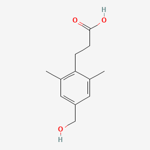 molecular formula C12H16O3 B8421576 3-(4-Hydroxymethyl-2,6-dimethyl-phenyl)-propionic acid 