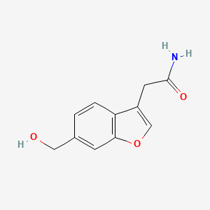 molecular formula C11H11NO3 B8421689 2-(6-Hydroxymethyl-benzofuran-3-yl)-acetamide 