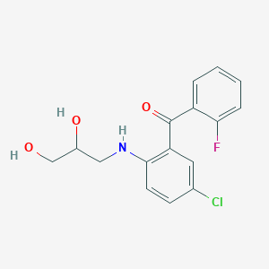 molecular formula C16H15ClFNO3 B8421791 5-Chloro-2-[(2,3-dihydroxypropyl)-amino]-2'-fluorobenzophenone 
