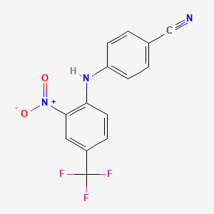 molecular formula C14H8F3N3O2 B8421807 4-{[2-Nitro-4-(trifluoromethyl)phenyl]amino}benzonitrile 