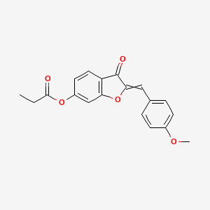 molecular formula C19H16O5 B8421813 2-[(4-methoxyphenyl)methylene]-6-propionyloxy-3(2H)-benzofuranone 