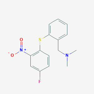 molecular formula C15H15FN2O2S B8421834 N,N-dimethyl-2-(2-nitro-4-fluorophenylthio)benzylamine 