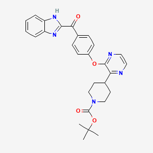 molecular formula C28H29N5O4 B8421844 tert-butyl 4-(3-(4-(1H-benzo[d]imidazole-2-carbonyl)phenoxy)pyrazin-2-yl)piperidine-1-carboxylate 