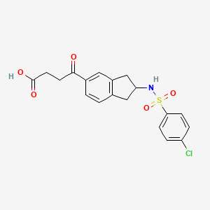 molecular formula C19H18ClNO5S B8421960 4-(2-p-Chlorobenzenesulphonamido-indan-5-yl)-4-oxobutyric acid CAS No. 114149-34-7