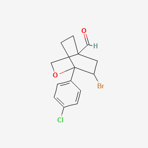 molecular formula C14H14BrClO2 B8422009 6-Bromo-1-(4-chloro-phenyl)-2-oxa-bicyclo[2.2.2]octane-4-carbaldehyde 
