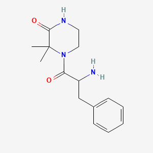 molecular formula C15H21N3O2 B8422292 4-(2-Amino-1-oxo-3-phenylpropyl)-3,3-dimethylpiperazinone 
