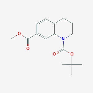 molecular formula C16H21NO4 B8422329 1-tert-butyl7-methyl3,4-dihydroquinoline-1,7(2H)-dicarboxylate 