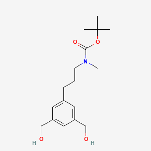 molecular formula C17H27NO4 B8422464 5-(N-methyl-3-tert-butoxycarbonylaminopropyl)-1,3-bis-(hydroxymethyl)-benzene 