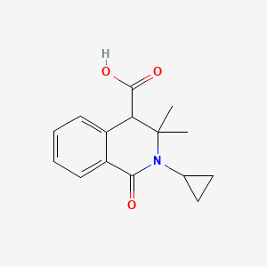 molecular formula C15H17NO3 B8422627 2-Cyclopropyl-3,3-dimethyl-1-oxo-1,2,3,4-tetrahydro-isoquinoline-4-carboxylic acid 