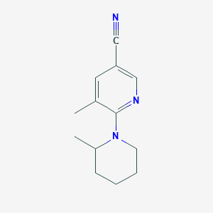 molecular formula C13H17N3 B8422634 5-Methyl-6-(2-methylpiperidin-1-yl)nicotinonitrile 