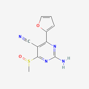 molecular formula C10H8N4O2S B8422705 2-Amino-4-(furan-2-YL)-6-(methylsulfinyl)pyrimidine-5-carbonitrile 