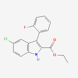 molecular formula C17H13ClFNO2 B8422719 5-Chloro-3-(2-fluorophenyl)-1H-indole-2-carboxylic acid ethyl ester 
