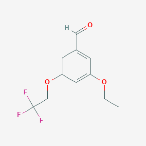 molecular formula C11H11F3O3 B8422757 Benzaldehyde, 3-ethoxy-5-(2,2,2-trifluoroethoxy)- CAS No. 909853-99-2