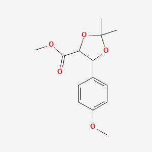 molecular formula C14H18O5 B8422849 Methyl 5-(4-methoxyphenyl)-2,2-dimethyl-1,3-dioxolane 4-carboxylate 