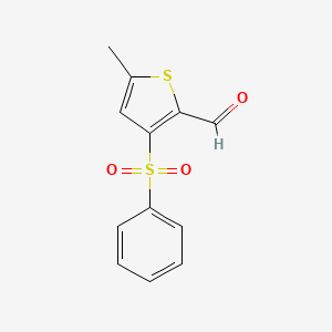 molecular formula C12H10O3S2 B8422886 3-Benzenesulfonyl-5-methylthiophene-2-carbaldehyde 