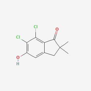 molecular formula C11H10Cl2O2 B8422942 6,7-Dichloro-5-hydroxy-2,2-dimethyl-indan-1-one 