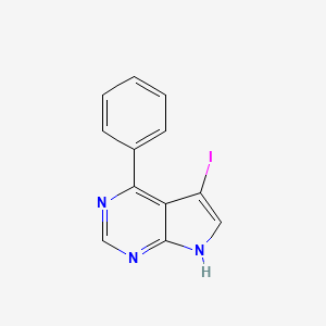 molecular formula C12H8IN3 B8422971 5-iodo-4-phenyl-7H-pyrrolo[2,3-d]pyrimidine 