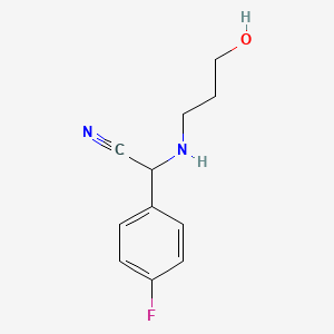 molecular formula C11H13FN2O B8422991 4-Fluoro-alpha-[(3-hydroxypropyl)amino]benzeneacetonitrile 