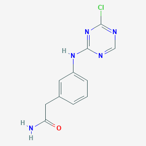 molecular formula C11H10ClN5O B8422999 2-[3-(4-Chloro-[1,3,5]triazin-2-ylamino)-phenyl]acetamide 