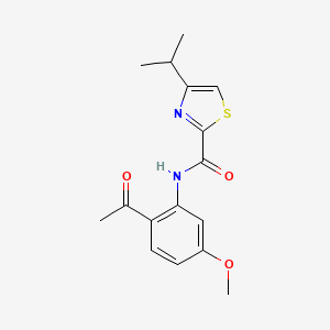 molecular formula C16H18N2O3S B8423028 N-(2-acetyl-5-methoxyphenyl)-4-isopropylthiazole-2-carboxamide CAS No. 300831-07-6
