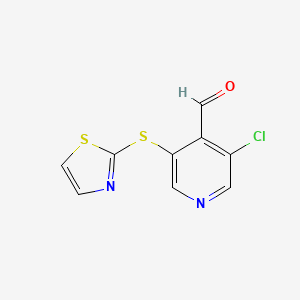 molecular formula C9H5ClN2OS2 B8423095 3-Chloro-5-(thiazol-2-ylsulfanyl)-pyridine-4-carbaldehyde 