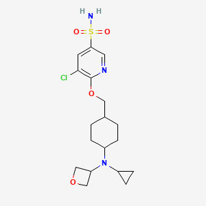 molecular formula C18H26ClN3O4S B8423117 5-Chloro-6-((4-(cyclopropyl(oxetan-3-yl)amino)cyclohexyl)methoxy)pyridine-3-sulfonamide 