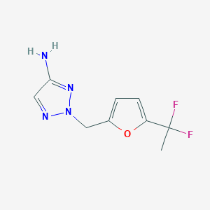 molecular formula C9H10F2N4O B8423216 2-[5-(1,1-Difluoro-ethyl)-furan-2-ylmethyl]-2H-[1,2,3]triazol-4-ylamine 