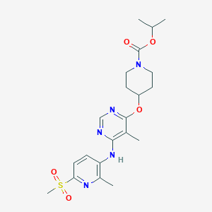 molecular formula C21H29N5O5S B8423222 4-[6-(6-Methanesulfonyl-2-methyl-pyridin-3-ylamino)-5-methyl-pyrimidin-4-yloxy]-piperidine-1-carboxylic Acid Isopropyl Ester 