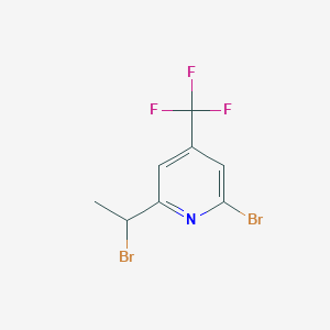 molecular formula C8H6Br2F3N B8423247 Pyridine, 2-bromo-6-(1-bromoethyl)-4-(trifluoromethyl)- 