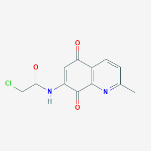 molecular formula C12H9ClN2O3 B8423538 7-Chloroacetamido-2-methylquinoline-5,8-dione 