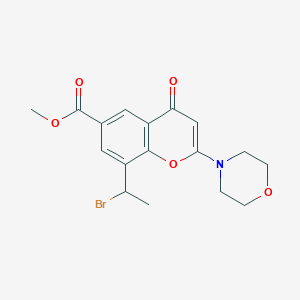 molecular formula C17H18BrNO5 B8423731 methyl 8-(1-bromoethyl)-2-morpholino-4-oxo-4H-chromene-6-carboxylate 