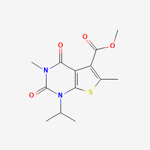 molecular formula C13H16N2O4S B8423983 Methyl 1-isopropyl-3,6-dimethyl-2,4-dioxo-1,2,3,4-tetrahydrothieno[2,3-d]pyrimidine-5-carboxylate CAS No. 491614-26-7