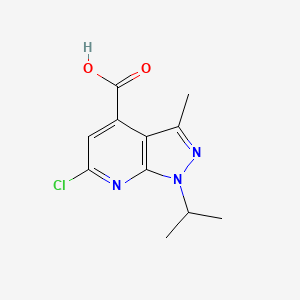 molecular formula C11H12ClN3O2 B8424470 6-Chloro-3-methyl-1-(1-methylethyl)-1H-pyrazolo[3,4-b]pyridine-4-carboxylic acid 