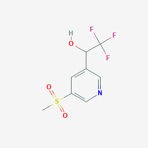 molecular formula C8H8F3NO3S B8424635 2,2,2-Trifluoro-1-(5-(methylsulfonyl)pyridin-3-yl)ethanol 