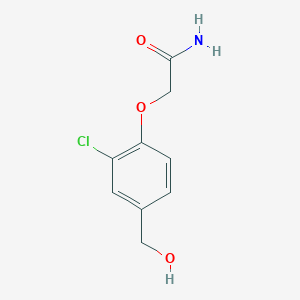 molecular formula C9H10ClNO3 B8424683 2-[2-Chloro-4-(hydroxymethyl)phenoxy]acetamide 