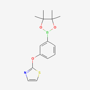 molecular formula C15H18BNO3S B8424838 2-[3-(4,4,5,5-Tetramethyl-1,3,2-dioxaborolan-2-yl)phenoxy]-1,3-thiazole 