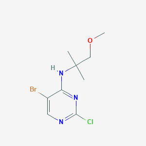 molecular formula C9H13BrClN3O B8424846 (5-Bromo-2-chloro-pyrimidin-4-yl)-(2-methoxy-1,1-dimethyl-ethyl)-amine 