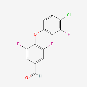 molecular formula C13H6ClF3O2 B8424850 4-(4-Chloro-3-fluorophenoxy)-3,5-difluorobenzaldehyde 