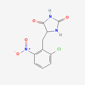 molecular formula C10H8ClN3O4 B8424948 5-[(2-Chloro-6-nitrophenyl)methyl]-2,4imidazolidinedione 