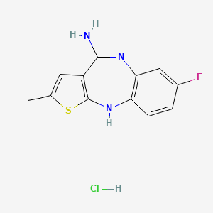 molecular formula C12H11ClFN3S B8425091 7-Fluoro-2-methyl-10H-thieno(2,3-b)(1,5)benzodiazepin-4-amine monohydrochloride CAS No. 93923-93-4