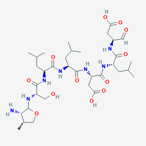 B084251 (3S)-3-[[(2S)-2-[[(2S)-2-[[(2S)-2-[[(3S,4R)-3-amino-4-methyloxolan-2-yl]amino]-3-hydroxypropanoyl]amino]-4-methylpentanoyl]amino]-4-methylpentanoyl]amino]-4-[[(2S)-1-[[(2S)-1-carboxy-3-oxopropan-2-yl]amino]-4-methyl-1-oxopentan-2-yl]amino]-4-oxobutanoic acid CAS No. 12769-03-8