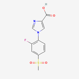 molecular formula C11H9FN2O4S B8425158 1-(2-Fluoro-4-methanesulfonylphenyl)-1H-imidazole-4-carboxylic acid 