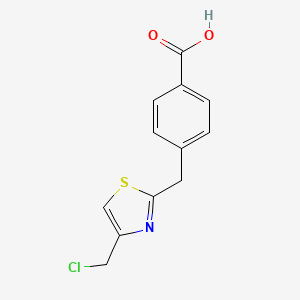 molecular formula C12H10ClNO2S B8425168 4-(4-Chloromethyl-thiazol-2-ylmethyl)-benzoic acid 
