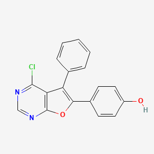 molecular formula C18H11ClN2O2 B8425189 4-(4-Chloro-5-phenyl-furo[2,3-d]pyrimidin-6-yl)-phenol 