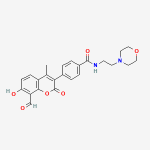 molecular formula C24H24N2O6 B8425199 4-(8-Formyl-7-hydroxy-4-methyl-2-oxo-2H-chromen-3-yl)-N-(2-morpholinoethyl) benzamide 