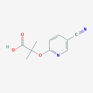 molecular formula C10H10N2O3 B8425238 2-Methyl-2-(5-cyano-2-pyridyloxy)propionic Acid 