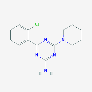 molecular formula C14H16ClN5 B8425318 2-Amino-4-piperidino-6-(2-chlorophenyl)-s-triazine 